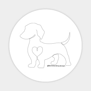 Dachshund With Heart Line Art Design (BLACK) Magnet